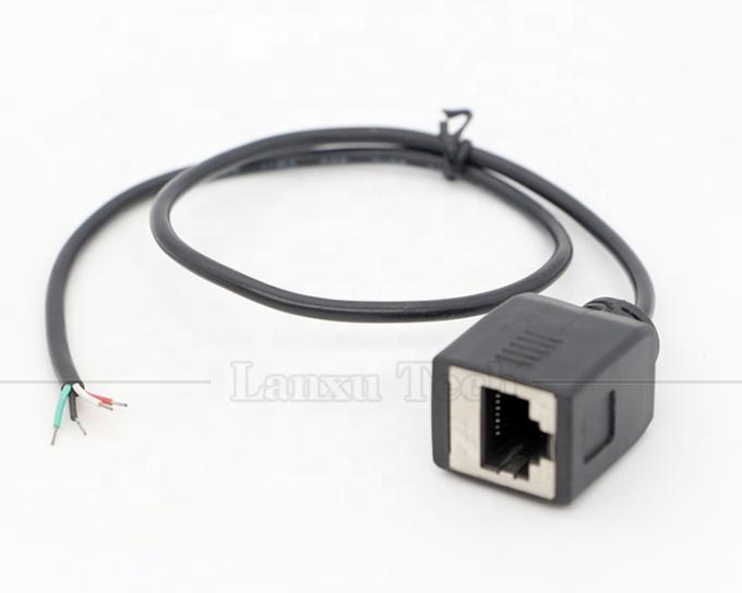 Conector RJ45 femenino para abrir soldadura enlatada de 4 cables cables de cola de cerdo de extremo desnudo 5