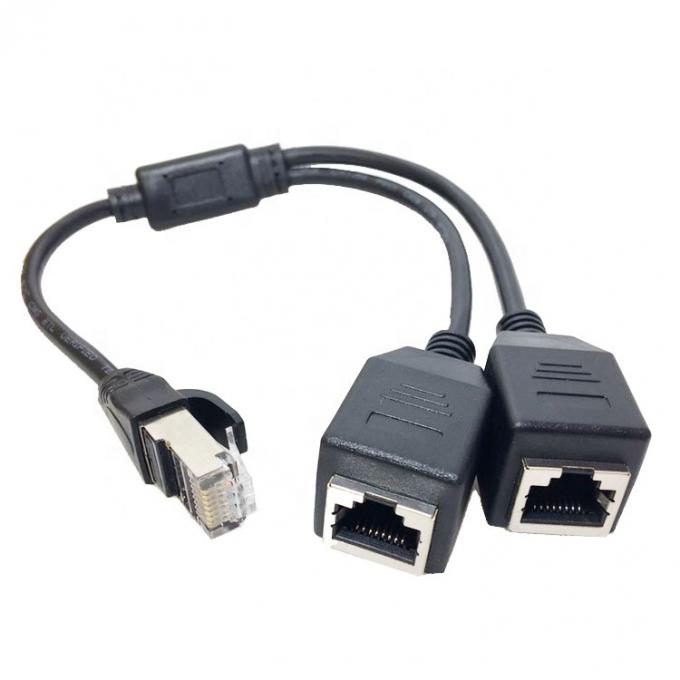 1 Hombre a 2 Vías Femeninas Puerto de enchufe RJ45 interfaz Cat5 Lan Red Ethernet Splitter Y Adaptador de cable 0