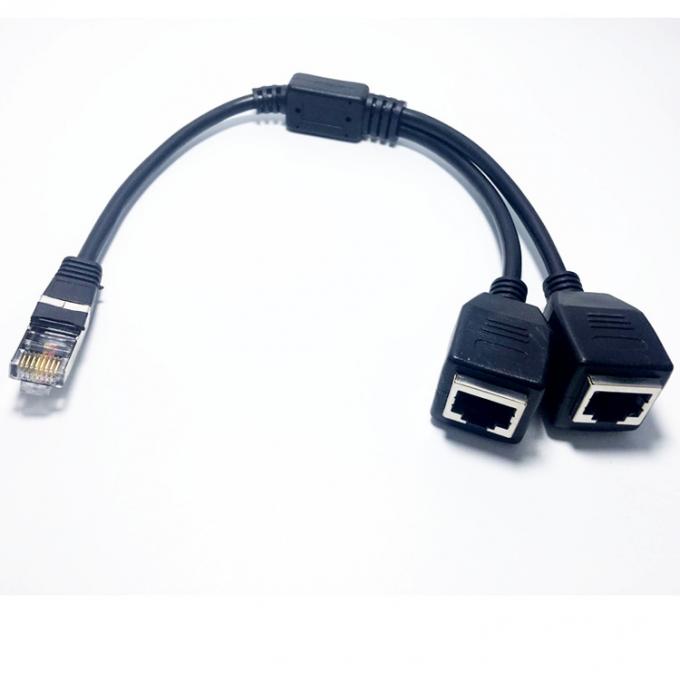 1 Hombre a 2 Vías Femeninas Puerto de enchufe RJ45 interfaz Cat5 Lan Red Ethernet Splitter Y Adaptador de cable 2