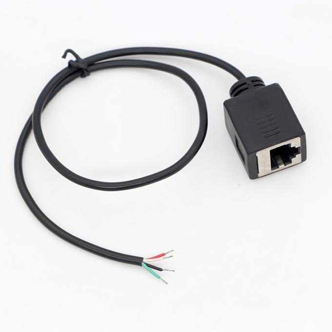 Ensamblaje personalizado Socket femenino RJ45 para abrir soldadura enlatada 4 cables cables de cola de cerdo de extremo desnudo 4
