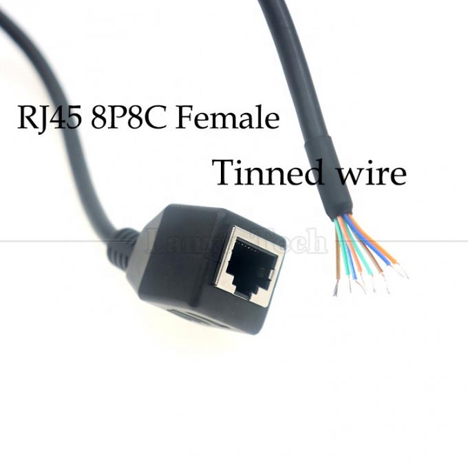 Mujer RJ45 Jack Socket para abrir soldadura enlatada 8 alambres de extremo desnudo Pigtail Ethernet red de parche Lan cable 1