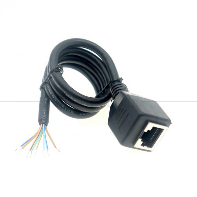 Mujer RJ45 Jack Socket para abrir soldadura enlatada 8 alambres de extremo desnudo Pigtail Ethernet red de parche Lan cable 0