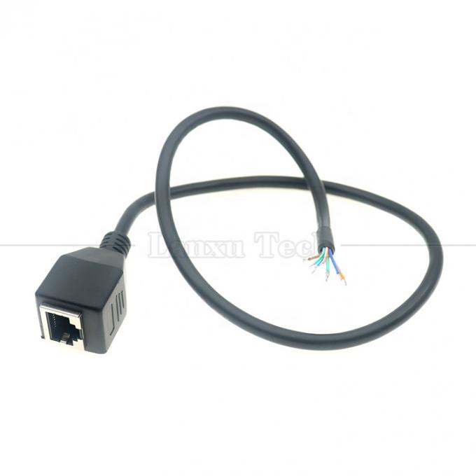 Mujer RJ45 Jack Socket para abrir soldadura enlatada 8 alambres de extremo desnudo Pigtail Ethernet red de parche Lan cable 3