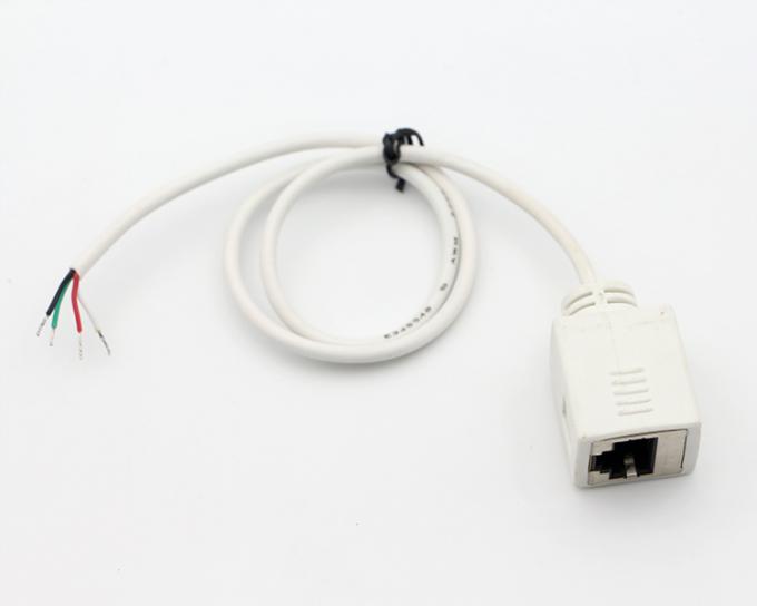 Personalización Blanco Femenino RJ45 Enchufe para abrir soldadura enlatada 4 cables cables de cola de cerdo de extremo desnudo 4