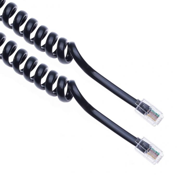 OEM Muelle en espiral 1m 2m 3m RJ9 4P4C RJ11 Negro Blanco Espiral Flat Cat3 Cable telefónico ADSL 3
