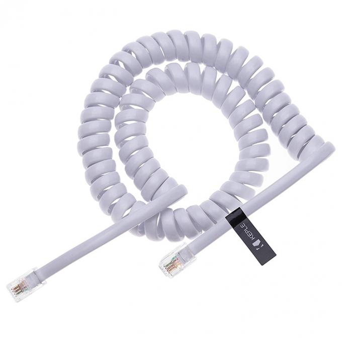 OEM Muelle en espiral 1m 2m 3m RJ9 4P4C RJ11 Negro Blanco Espiral Flat Cat3 Cable telefónico ADSL 4
