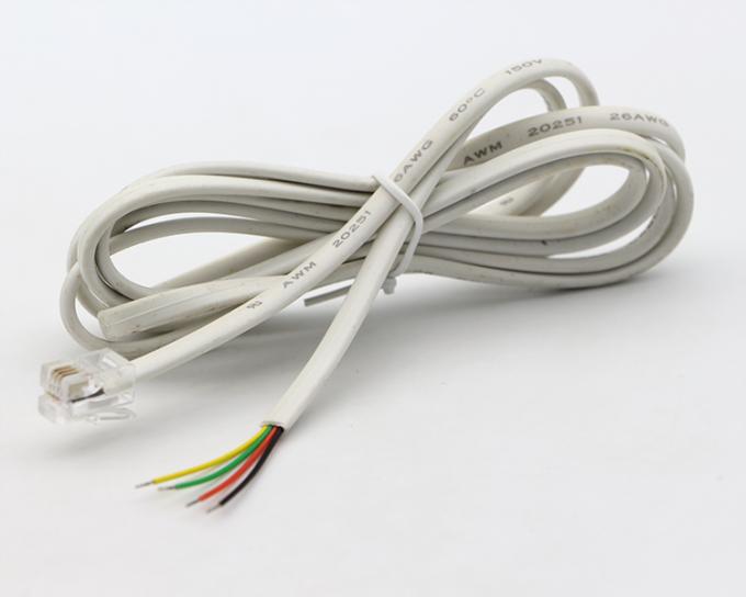 Personalizado 1m 2m 3m RJ9 RJ11 Hombre 4p4c para el cable de extremo abierto de alambre de lata despojado 3