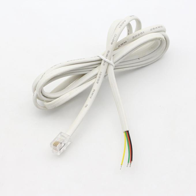 Personalizado 1m 2m 3m RJ9 RJ11 Hombre 4p4c para el cable de extremo abierto de alambre de lata despojado 4