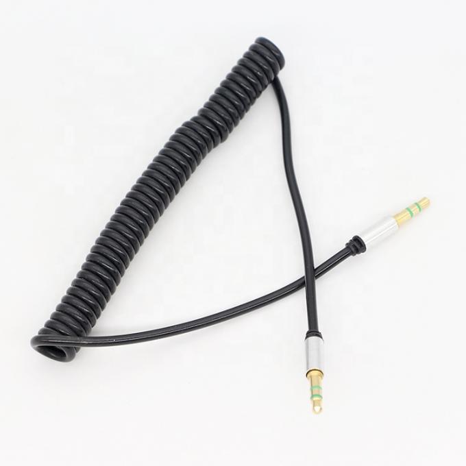 CUSTOM 1M 2M 3M bobina de resorte espiral macho a macho 3,5 mm Jack Stereo Aux cable de audio 1