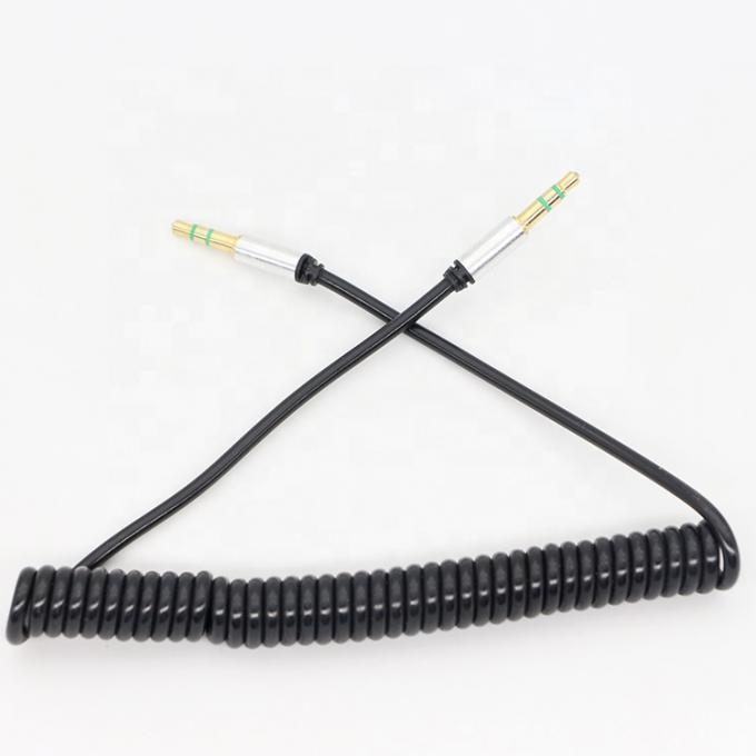 CUSTOM 1M 2M 3M bobina de resorte espiral macho a macho 3,5 mm Jack Stereo Aux cable de audio 4