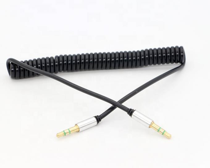 CUSTOM 1M 2M 3M bobina de resorte espiral macho a macho 3,5 mm Jack Stereo Aux cable de audio 5