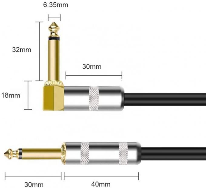 10FT Durable azul trenzado 90 grados en ángulo recto 1/4 TS Jack Instrumentos eléctricos Guitar Patch Cable 1