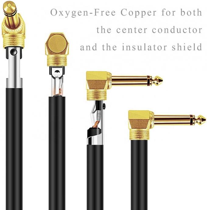 10FT Durable azul trenzado 90 grados en ángulo recto 1/4 TS Jack Instrumentos eléctricos Guitar Patch Cable 2
