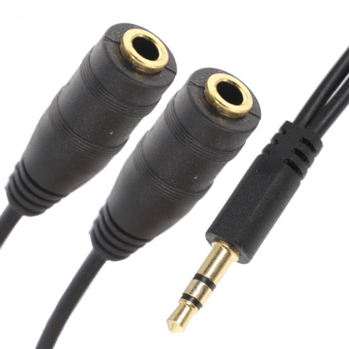 1 Hombre a 2 Mujeres Dividido 3.5mm Jack estéreo auriculares de audio y cable de división 0