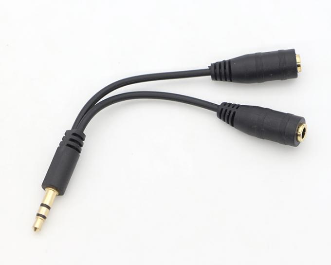 1 Hombre a 2 Mujeres Dividido 3.5mm Jack estéreo auriculares de audio y cable de división 4