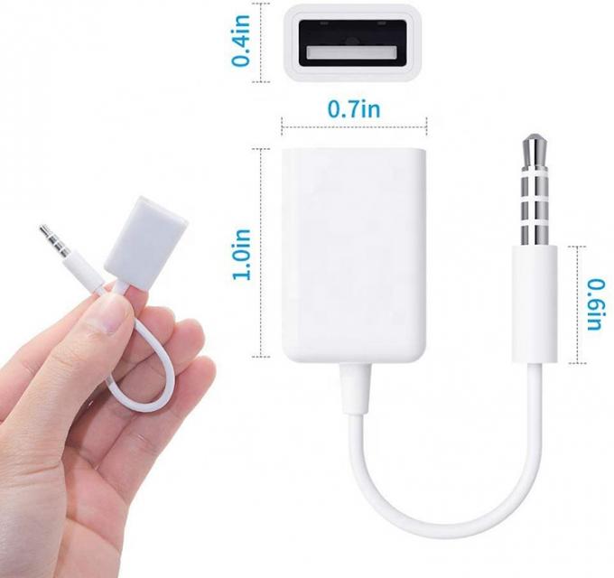 USB 2.0 Femenino a 3,5 mm Jack 3 polos Adaptador de convertidor AUX para altavoz de audio de automóvil 3