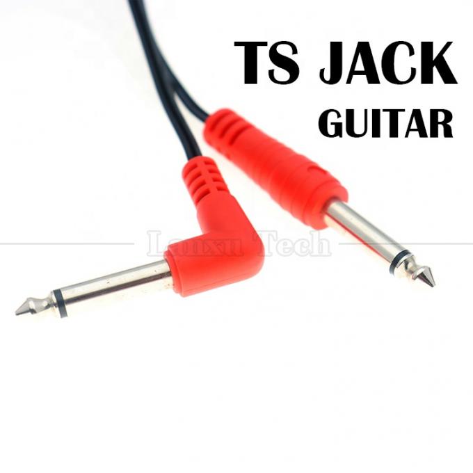 Ángulo recto de 90 grados hacia la recta 6.35mm TS Jack Cable de audio estéreo para Gui tar Pedal 1