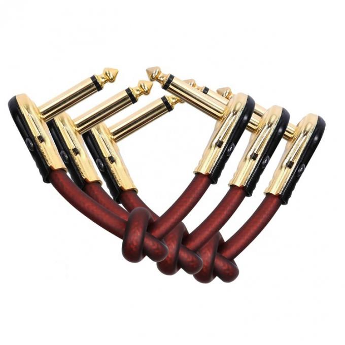 1/4 pulgadas de oro ángulo derecho mono TS Jack Instrument Cord Guitar Patch Cable 3