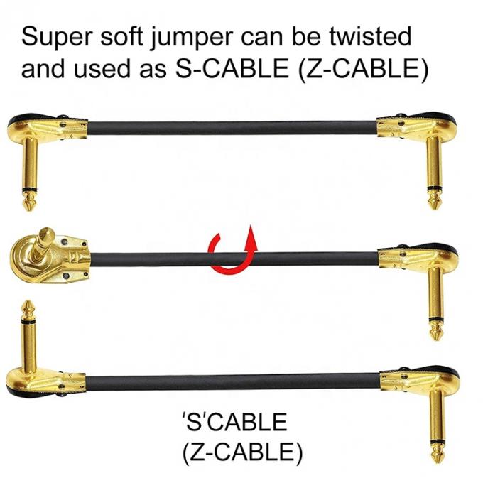 1/4 pulgadas de oro ángulo derecho mono TS Jack Instrument Cord Guitar Patch Cable 5