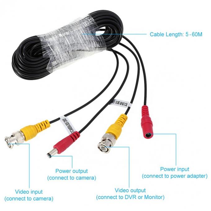 CUSTOM 5M 10M 20M Hombre Mujer Asamblea de seguridad RG59 Video BNC DC Power SDI Cable de cámara de CCTV 4