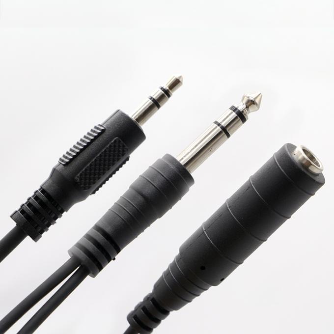 1M 2M 3M Y Splitter Hombre a Mujer 6.35mm 3.5mm TRS Micrófono Jack estéreo cable de audio 2