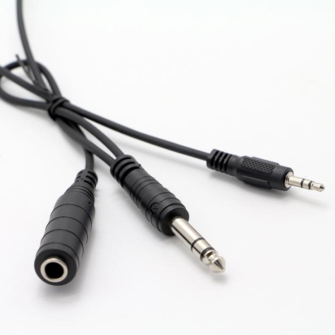 1M 2M 3M Y Splitter Hombre a Mujer 6.35mm 3.5mm TRS Micrófono Jack estéreo cable de audio 1