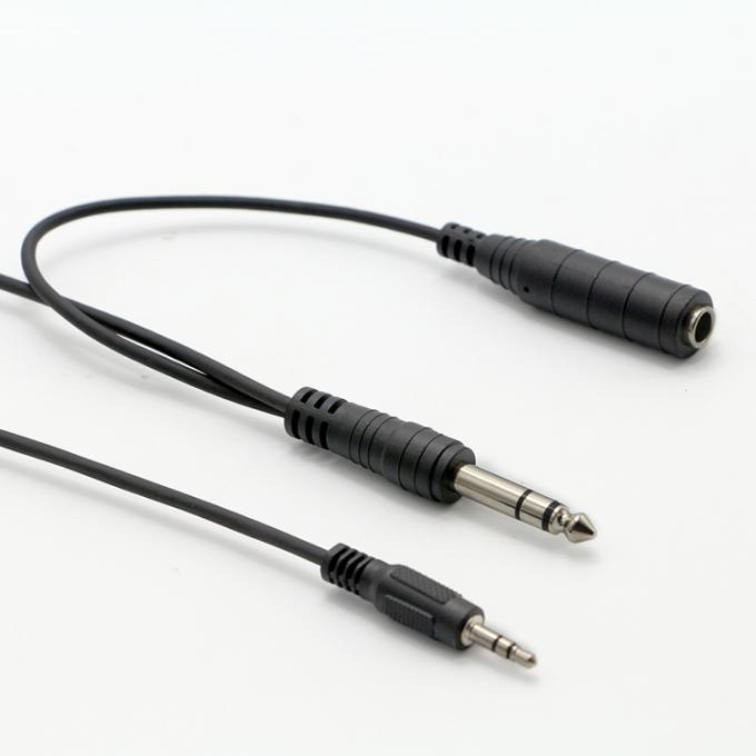 1M 2M 3M Y Splitter Hombre a Mujer 6.35mm 3.5mm TRS Micrófono Jack estéreo cable de audio 6