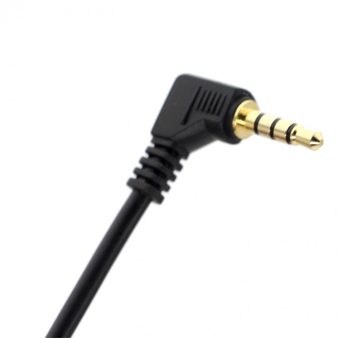 Cable de conexión de audio con tres polos y ángulo derecho de 2.5 mm TRS a 3.5 mm Mono TRRS Aux 1