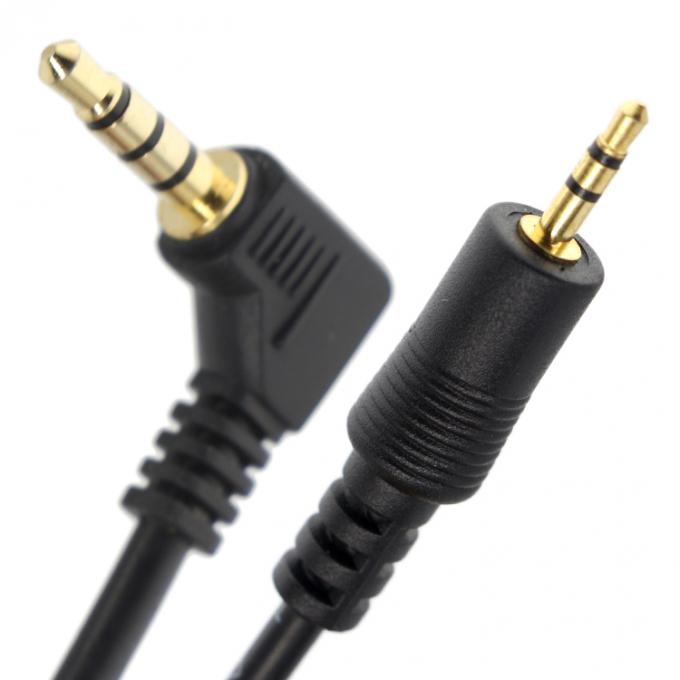 Cable de conexión de audio con tres polos y ángulo derecho de 2.5 mm TRS a 3.5 mm Mono TRRS Aux 0