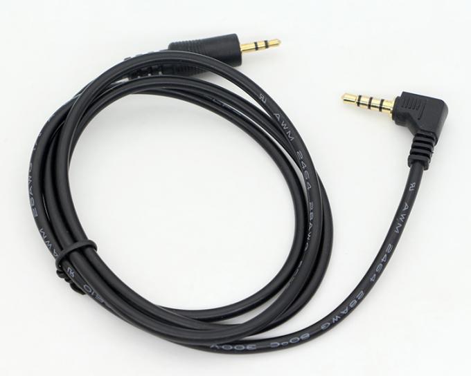 Cable de conexión de audio con tres polos y ángulo derecho de 2.5 mm TRS a 3.5 mm Mono TRRS Aux 4