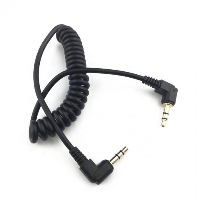 Mujer de resorte en espiral a hombre 90 grados ángulo derecho 3,5 mm Jack a 3,5 mm Jack TRS cable de audio estéreo 0