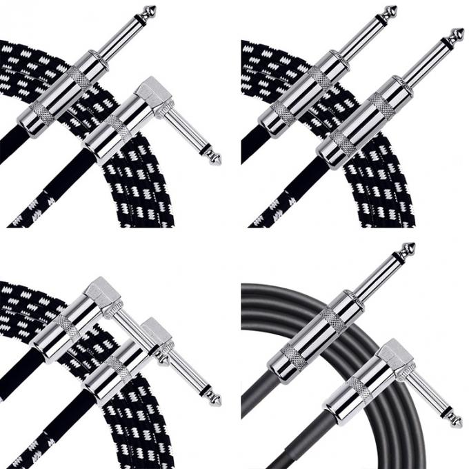 OEM 1M 1/4 Inch 6.35mm TS Accesorios de instrumentos con ángulo recto Amplificador de bajo Pedal Guitarra Jack Patch Cable 5