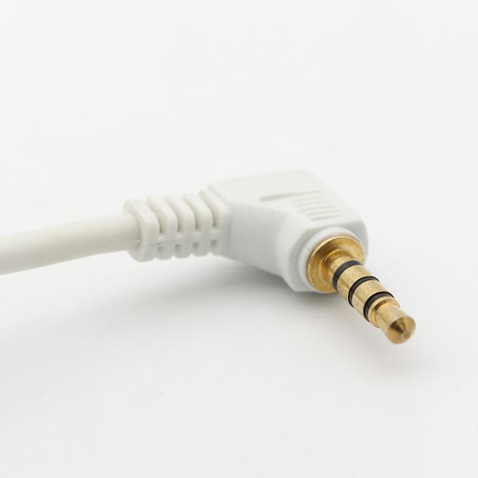 Conector de oro blanco personalizado de ángulo derecho masculino a masculino 3.5mm Jack TRRS Plug Stereo Audio Cable 1