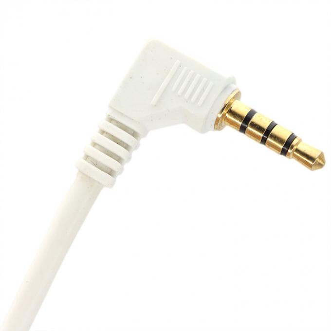 Conector de oro blanco personalizado de ángulo derecho masculino a masculino 3.5mm Jack TRRS Plug Stereo Audio Cable 2