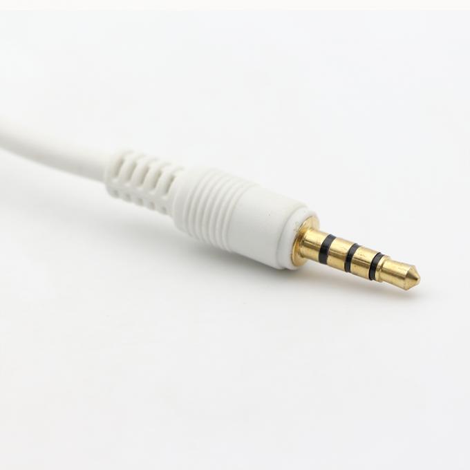 Conector de oro blanco personalizado de ángulo derecho masculino a masculino 3.5mm Jack TRRS Plug Stereo Audio Cable 3