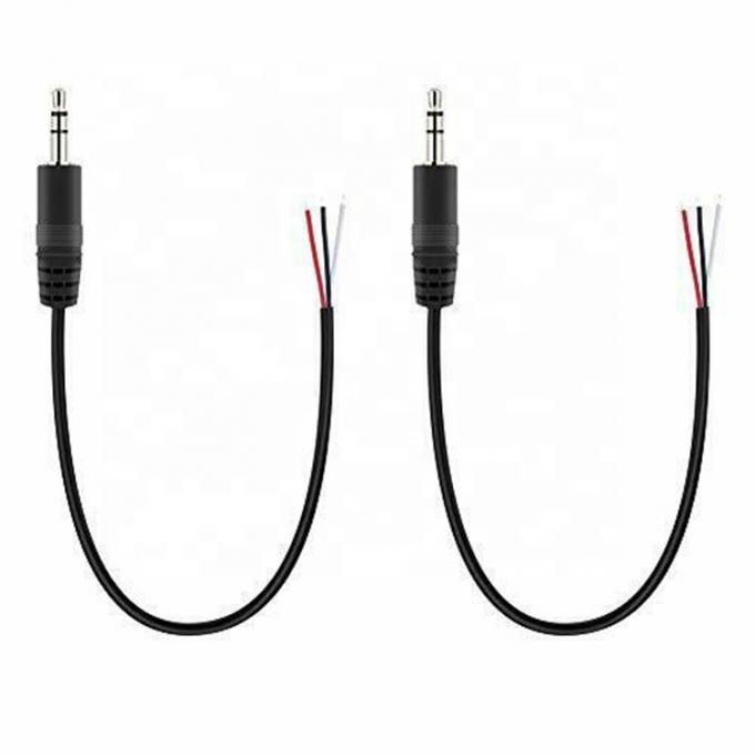 TRS 2 Pole Stereo Audio Jack 3.5mm Plug masculino para el cable de extremo abierto 4