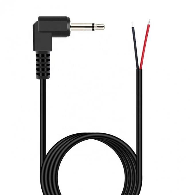 Ángulo recto de 90 grados 2 polos TS 3.5mm Jack de audio estéreo a cola de cerdo despojado Cables de extremo de alambre desnudo enlatado 0