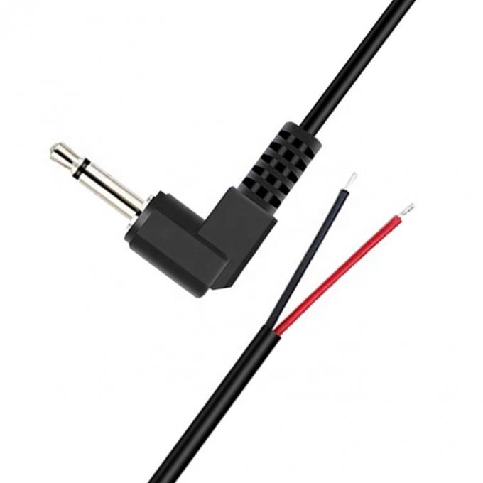 Ángulo recto de 90 grados 2 polos TS 3.5mm Jack de audio estéreo a cola de cerdo despojado Cables de extremo de alambre desnudo enlatado 2
