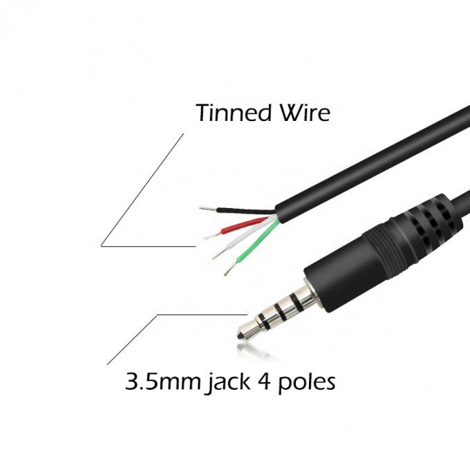 Custom 4 Poles TRRS 3.5mm Jack de audio estéreo a cola de cerdo despojado Cables de extremo de cable de alambre desnudo 1