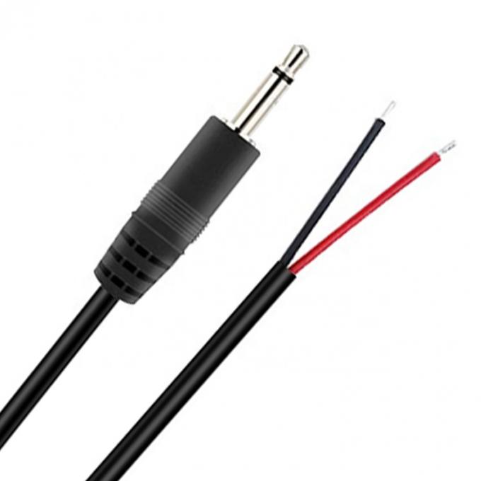 Custom 2 Polos TS 3.5mm Stereo Audio Mono Jack Plug masculino a la cola de cerdo desnudo enlatado cable de extremo de alambre desnudo 2