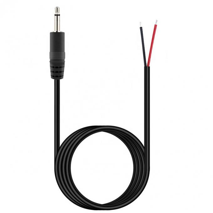 Custom 2 Polos TS 3.5mm Stereo Audio Mono Jack Plug masculino a la cola de cerdo desnudo enlatado cable de extremo de alambre desnudo 0