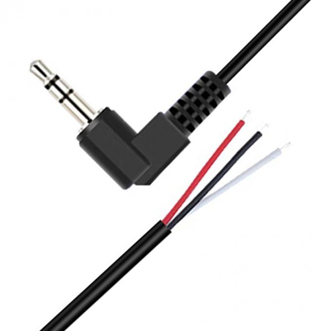 Ángulo derecho de 90 grados 3 polos TRS 3,5 mm Jack de audio estéreo a cola de cerdo despojado Cables de extremo de cable de alambre desnudo 0