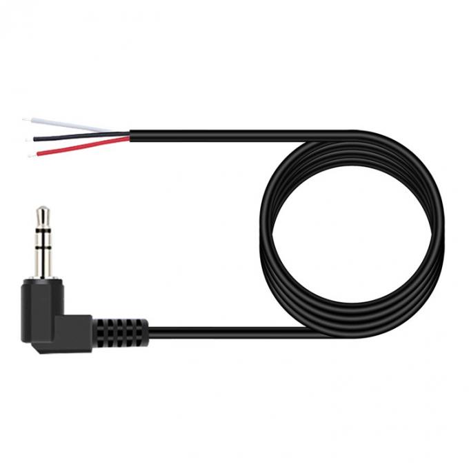 Ángulo derecho de 90 grados 3 polos TRS 3,5 mm Jack de audio estéreo a cola de cerdo despojado Cables de extremo de cable de alambre desnudo 3