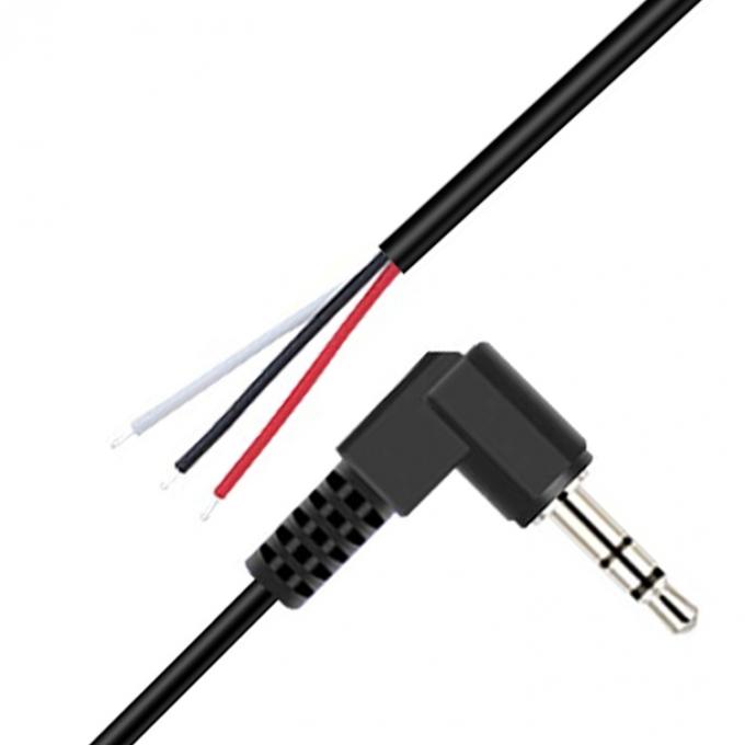 Ángulo derecho de 90 grados 3 polos TRS 3,5 mm Jack de audio estéreo a cola de cerdo despojado Cables de extremo de cable de alambre desnudo 4