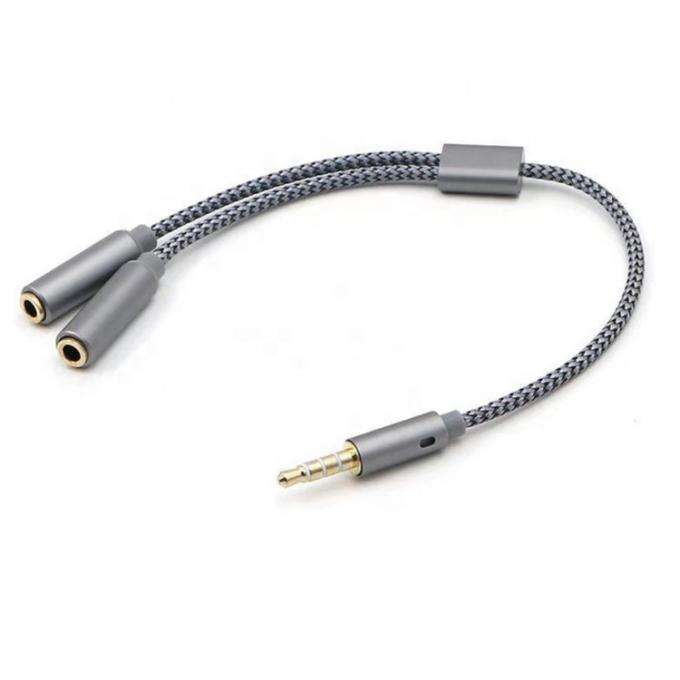 1 entrada a 2 salida Y forma 3.5 mm AUX Stereo Audio Mic Audífonos Splitter Adaptador de cable 1
