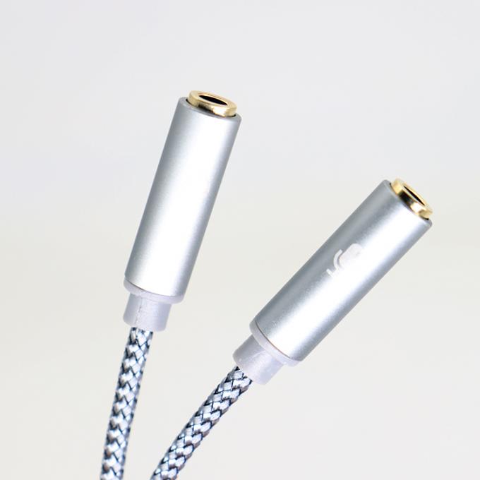 1 entrada a 2 salida Y forma 3.5 mm AUX Stereo Audio Mic Audífonos Splitter Adaptador de cable 5