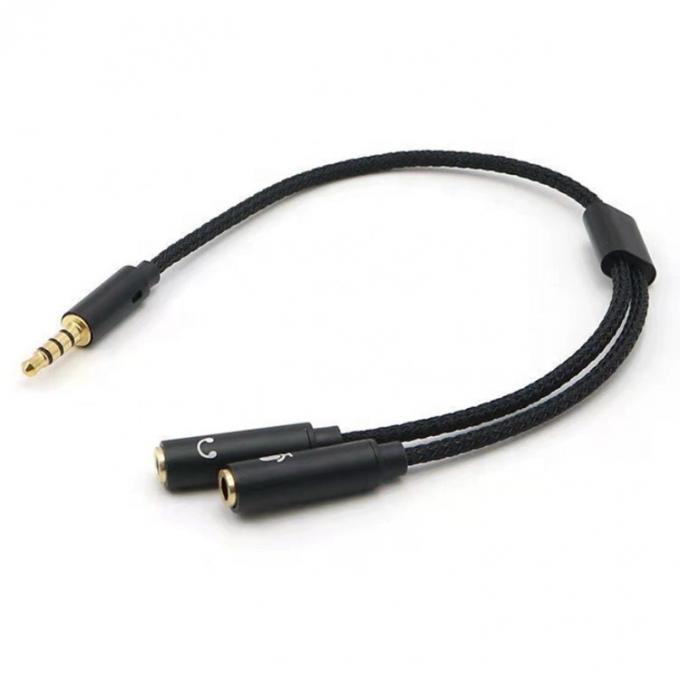 1 entrada a 2 salida Y forma 3.5 mm AUX Stereo Audio Mic Audífonos Splitter Adaptador de cable 2