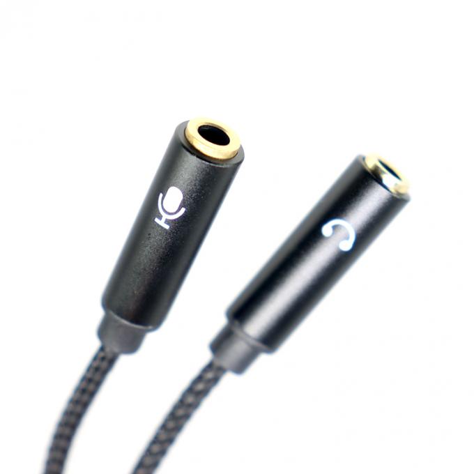 1 entrada a 2 salida Y forma 3.5 mm AUX Stereo Audio Mic Audífonos Splitter Adaptador de cable 3