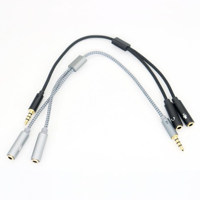 1 entrada a 2 salida Y forma 3.5 mm AUX Stereo Audio Mic Audífonos Splitter Adaptador de cable 6