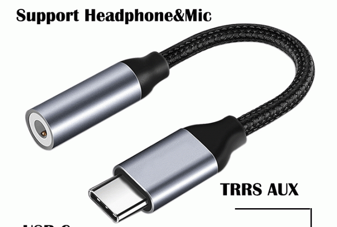 Adaptador de cable de audio de 3,5 mm de USB tipo C a AUX de alta compatibilidad DAC para Samsung Pixel Google Phone 2